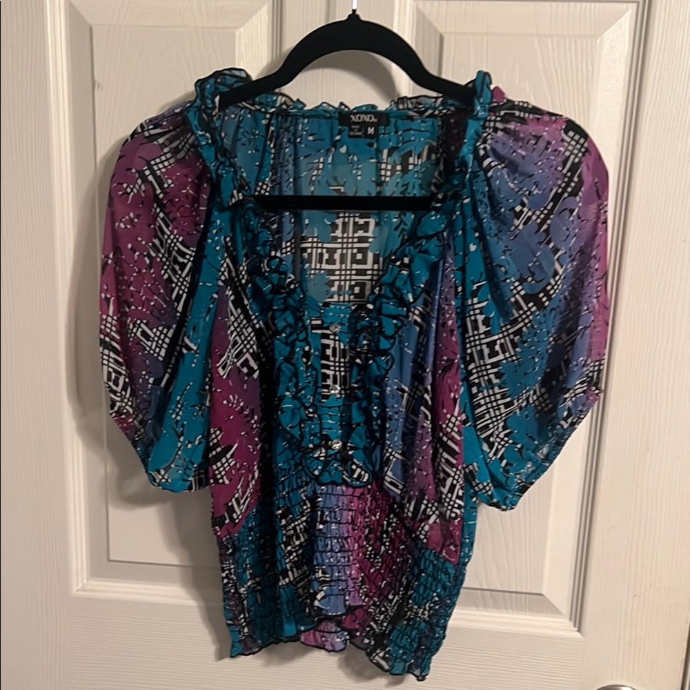 XOXO Multicolor Blouse with Ruffle Detail